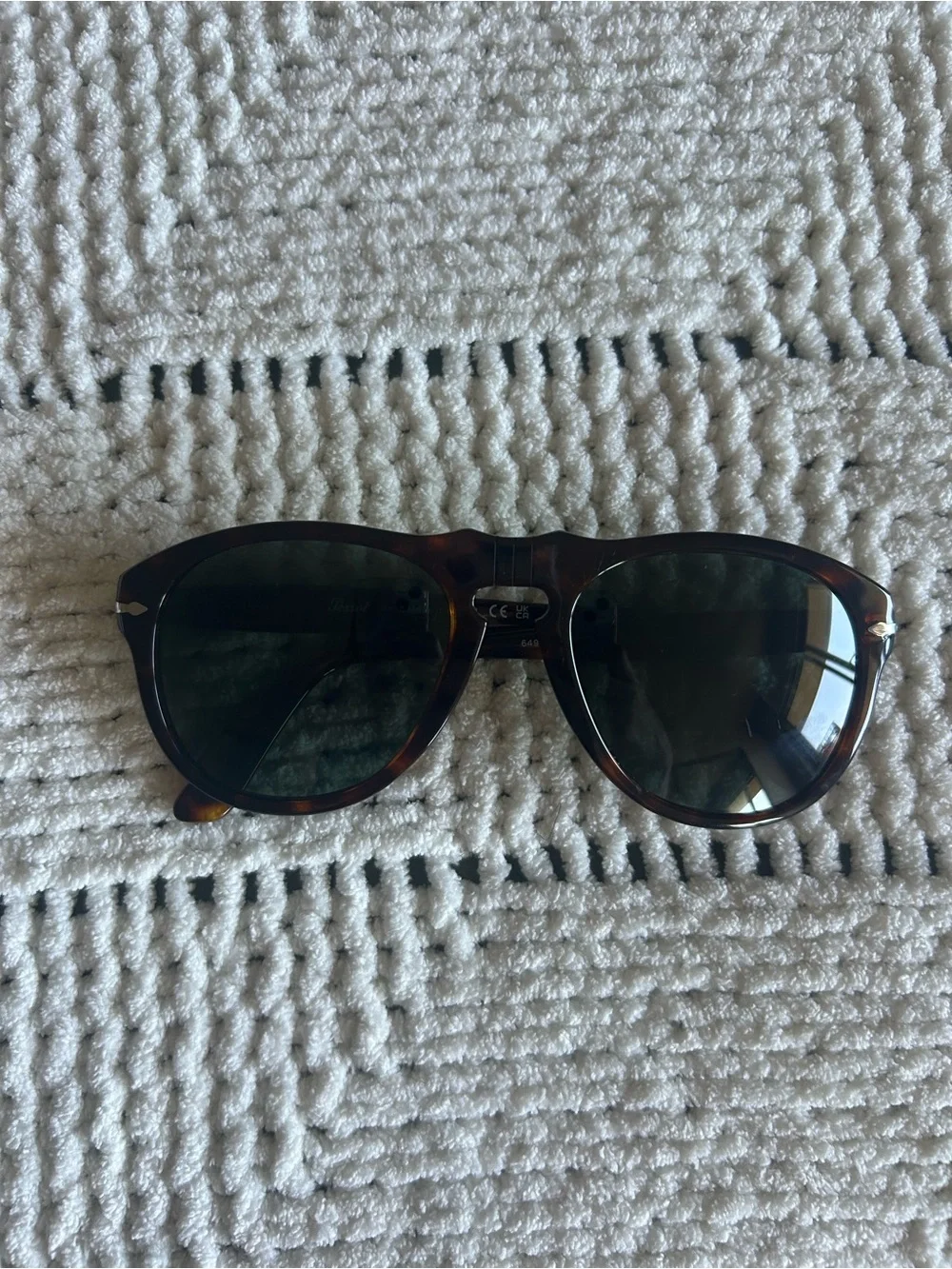 Persol Tortoiseshell Sunglasses with Dark Green Lenses